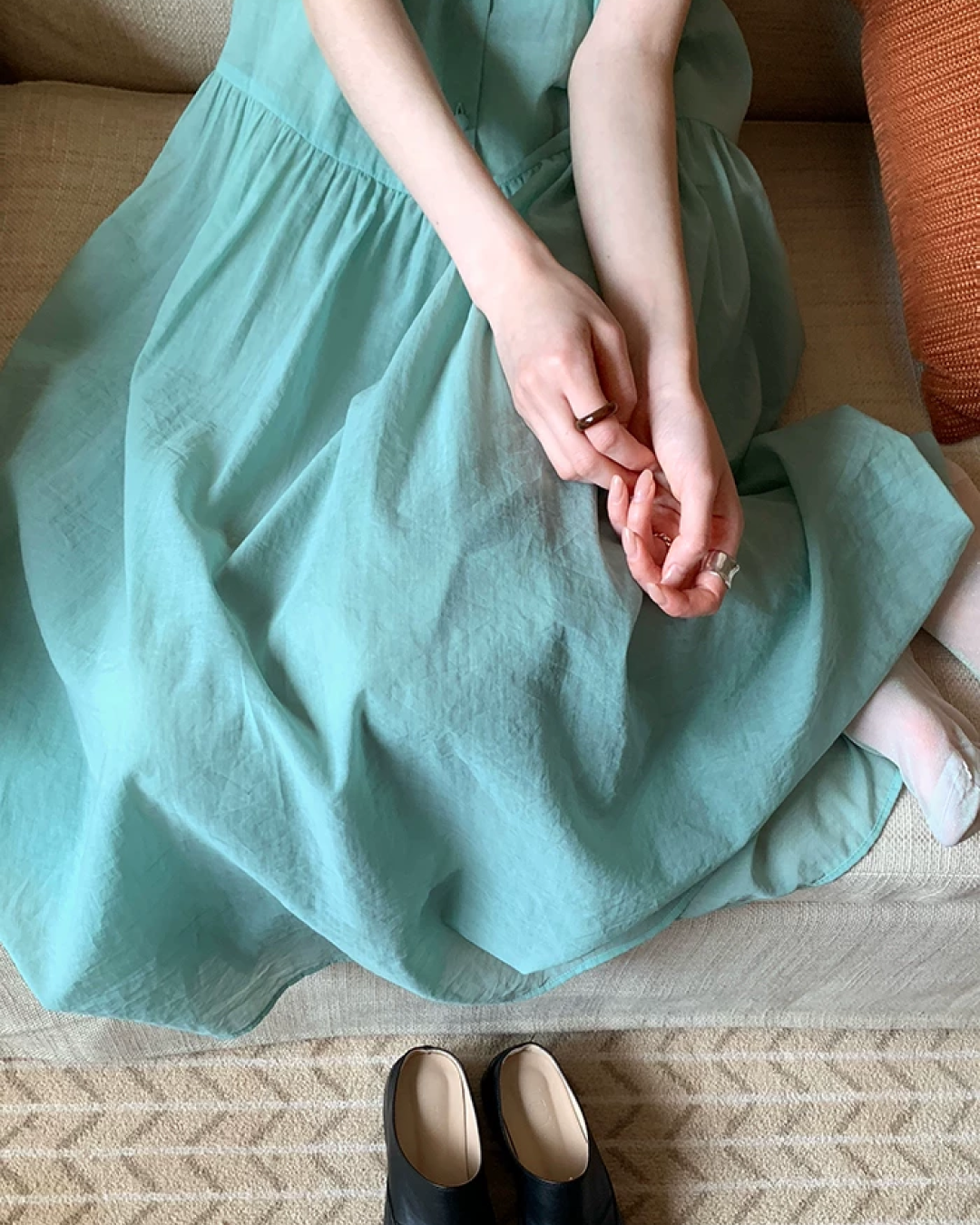 Button Short Sleeve Long Dress BU0217