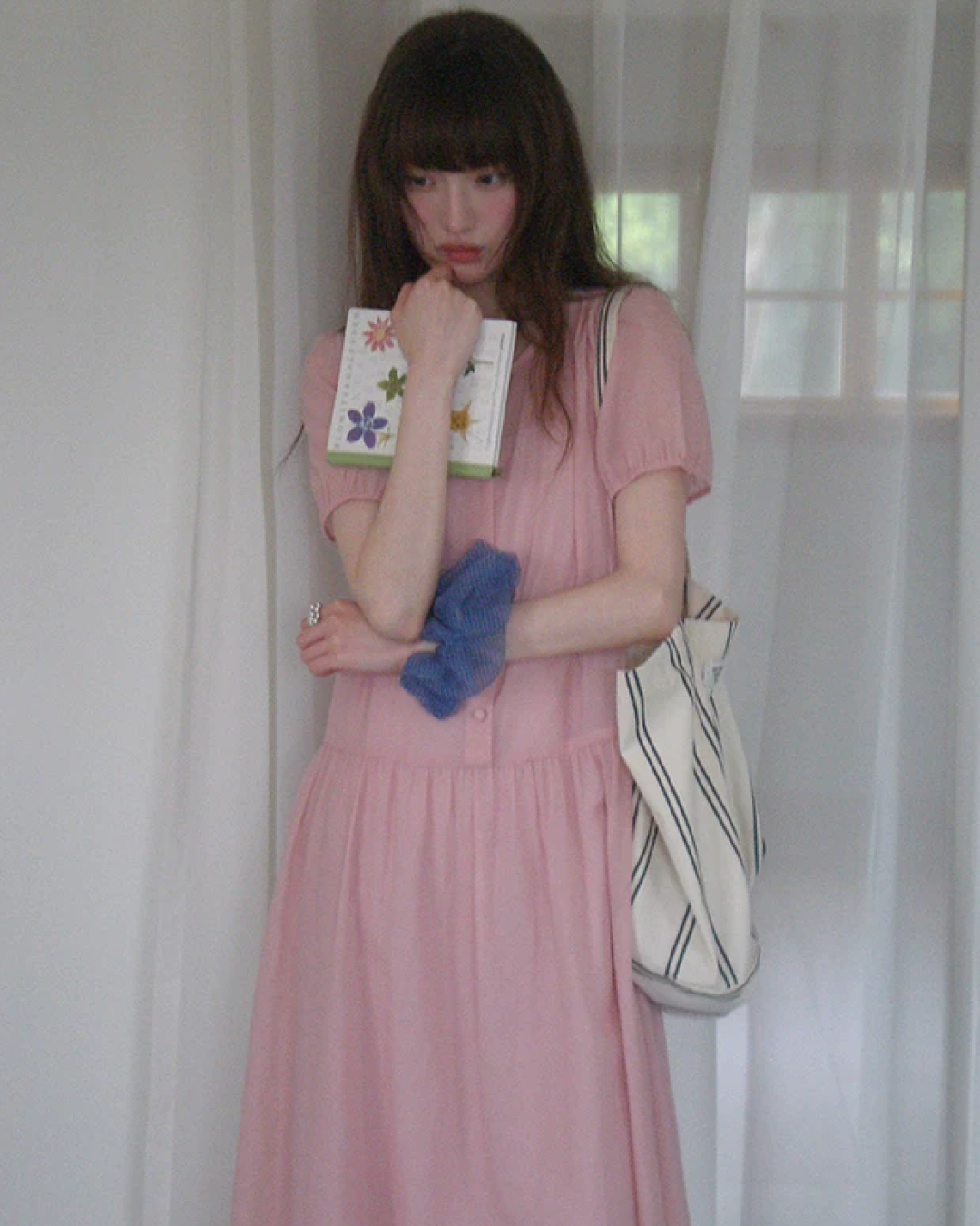 Button Short Sleeve Long Dress BU0217
