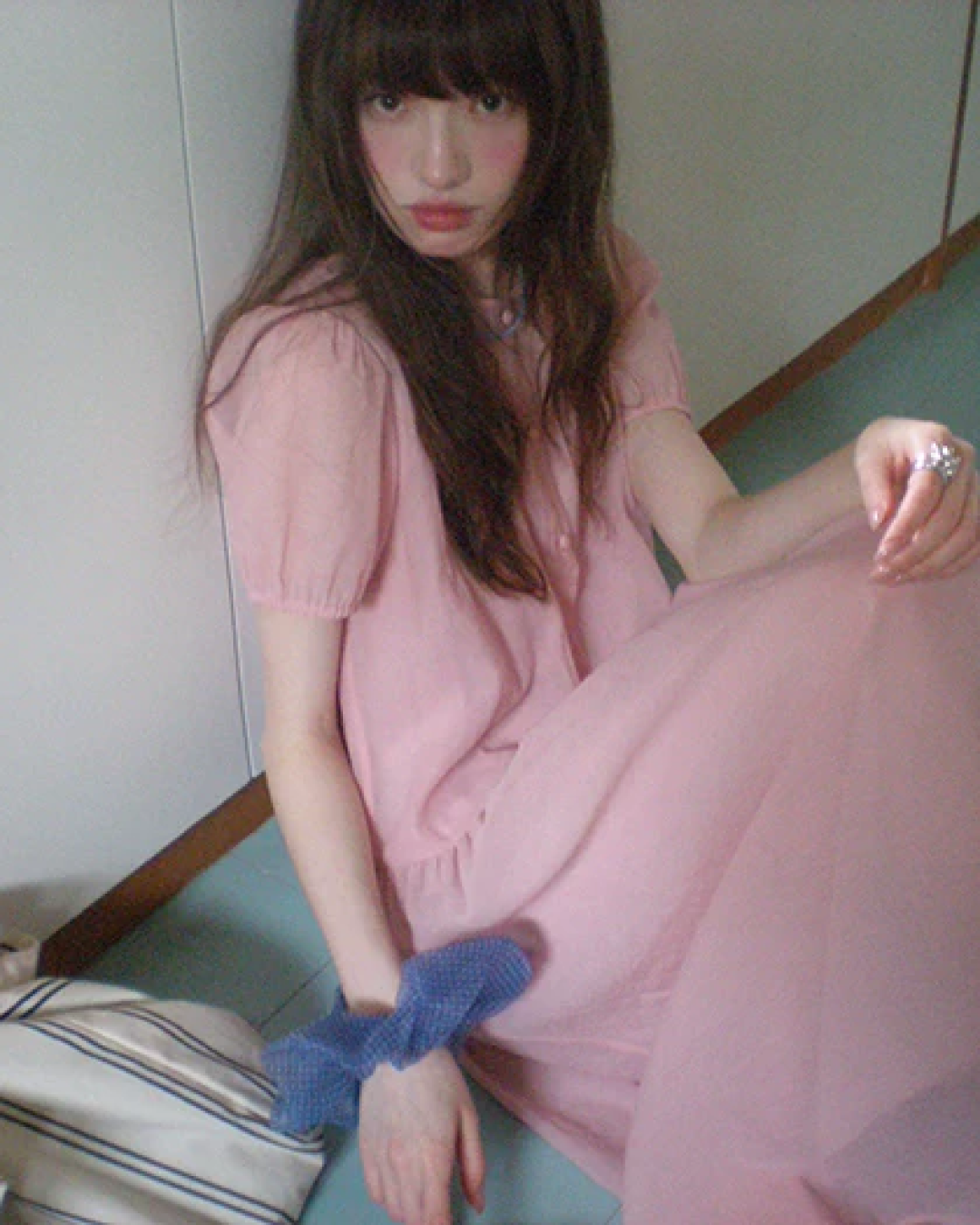 Button Short Sleeve Long Dress BU0217
