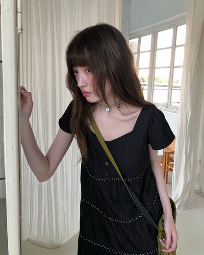 Hem Lace Short Dress BU0218