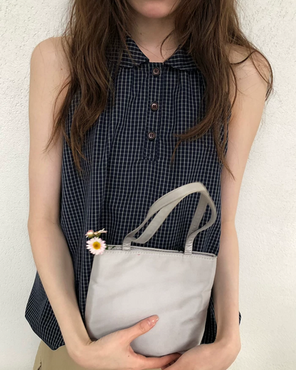 Sleeveless Plaid Pattern Shirt  BU0219