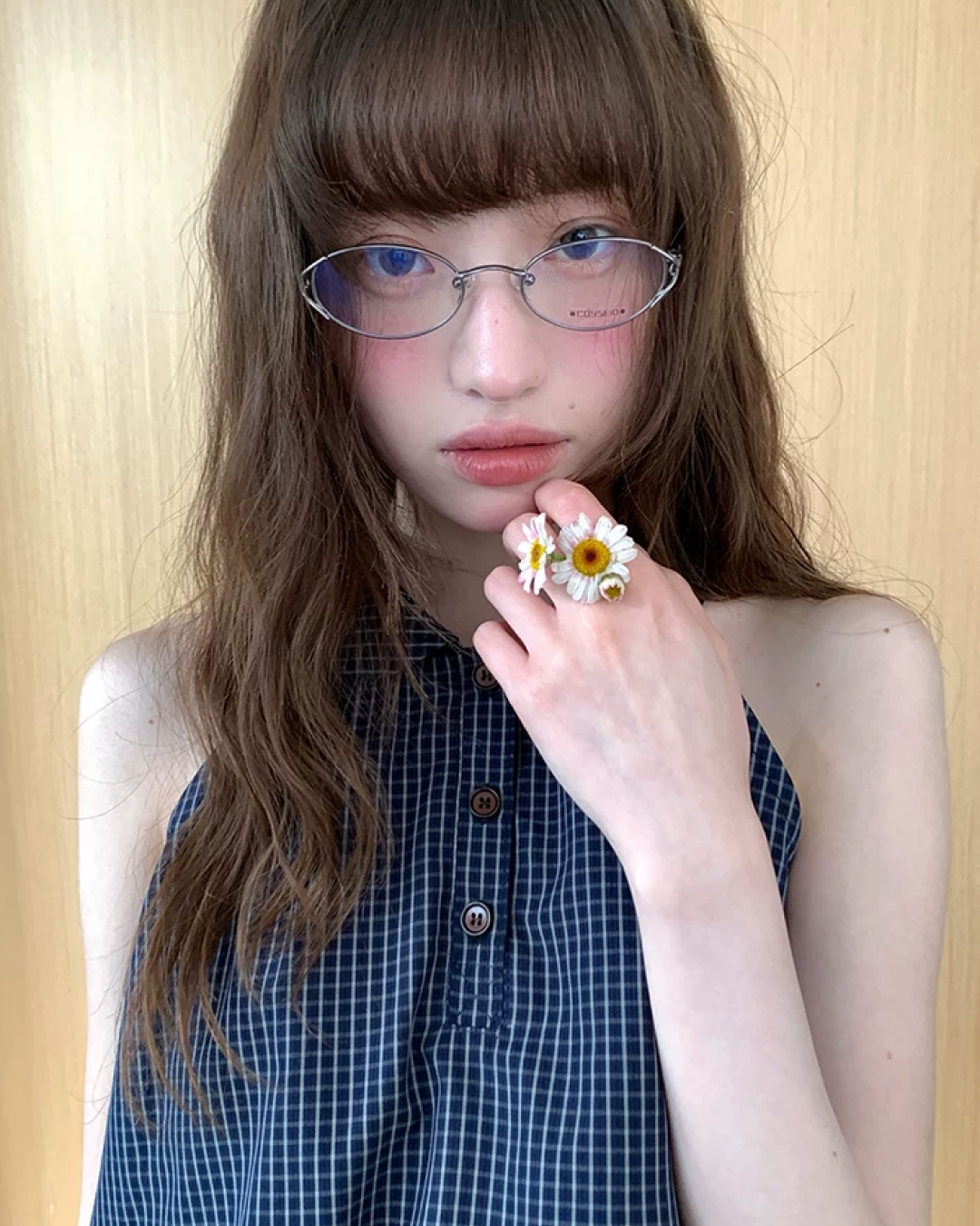 Sleeveless Plaid Pattern Shirt  BU0219
