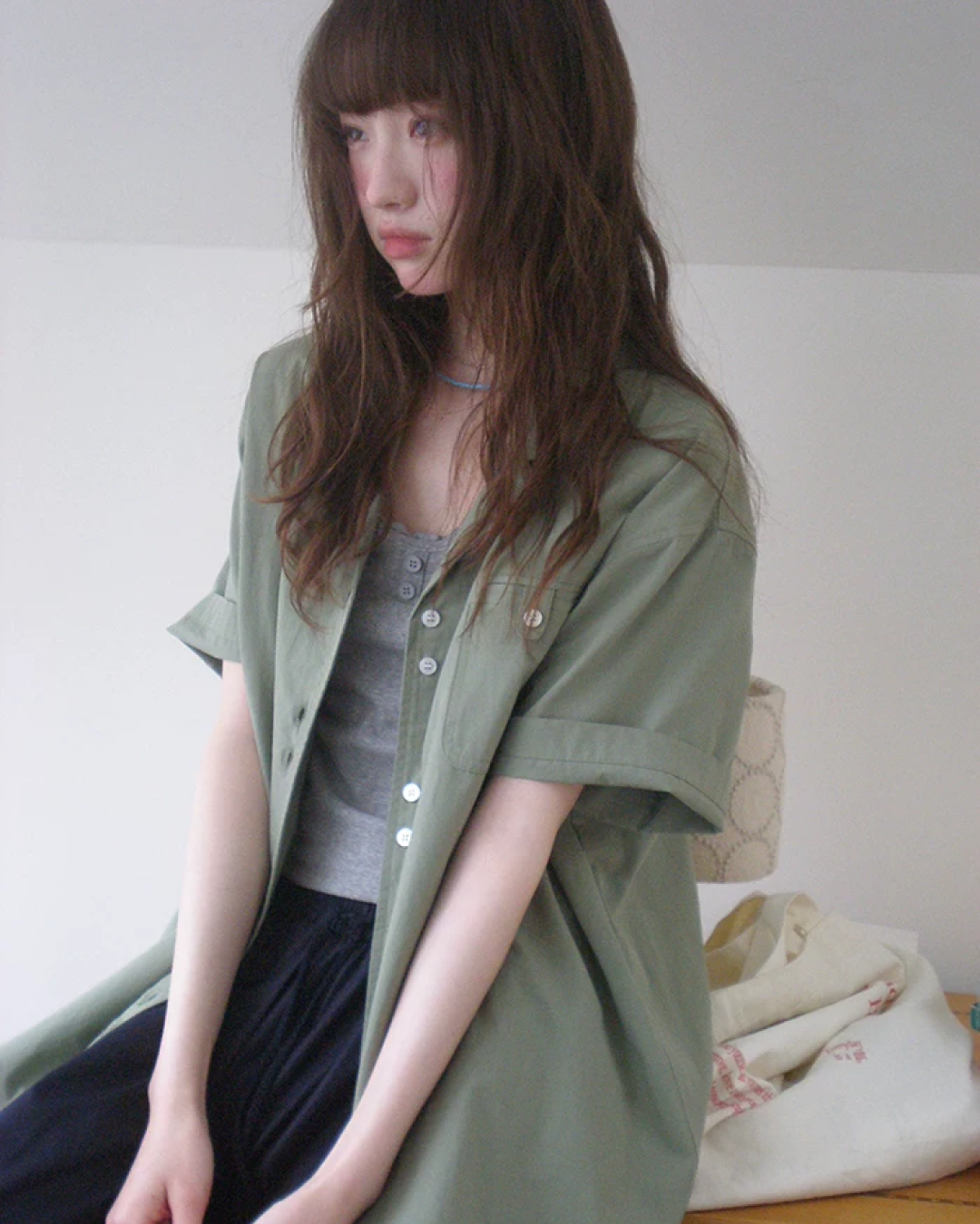 Accent Button Color Shirt BU0222