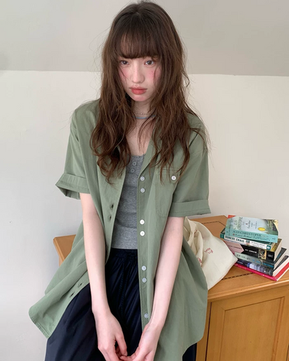 Accent Button Color Shirt BU0222