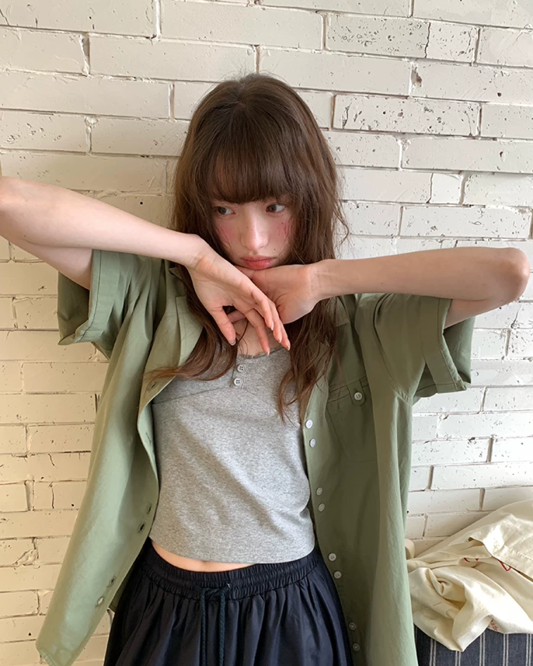Accent Button Color Shirt BU0222