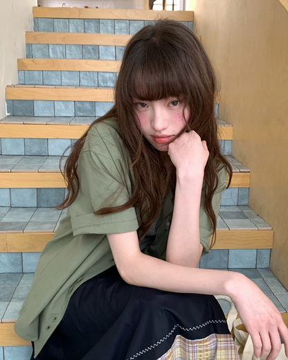 Accent Button Color Shirt BU0222