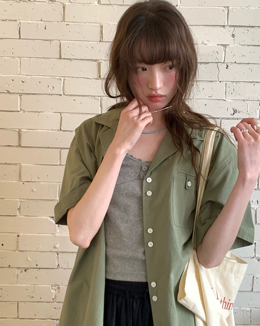 Accent Button Color Shirt BU0222