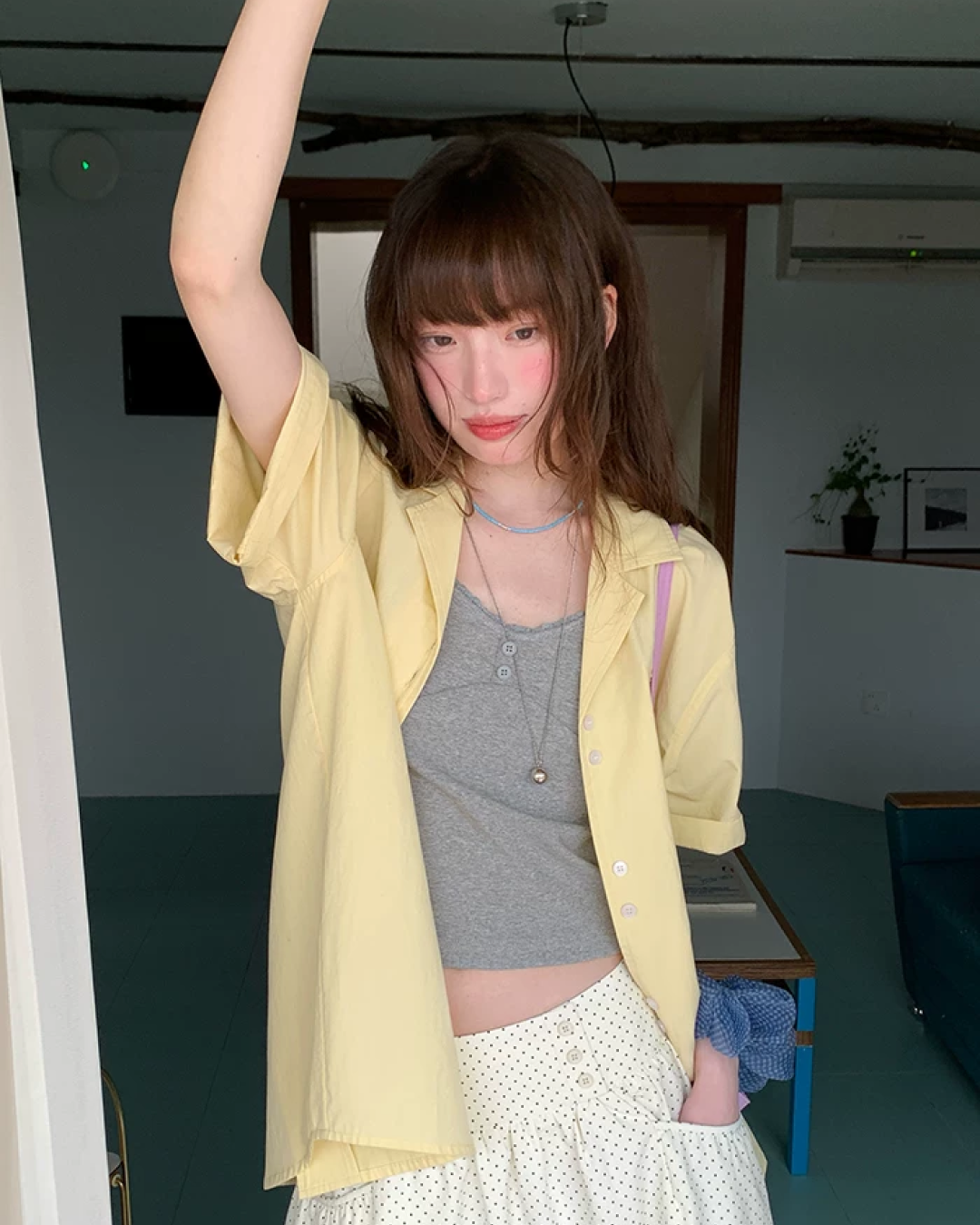 Accent Button Color Shirt BU0222