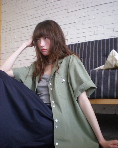 Accent Button Color Shirt BU0222