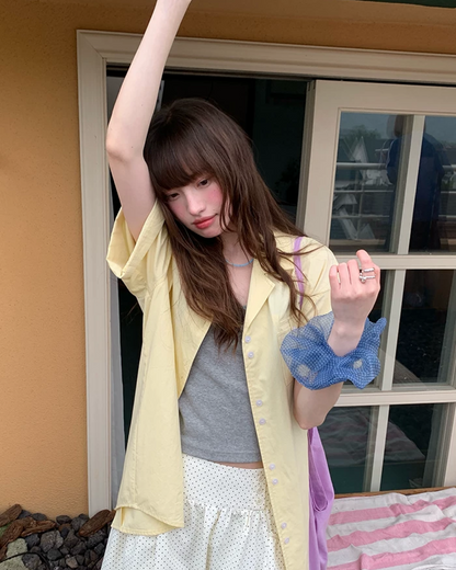 Accent Button Color Shirt BU0222