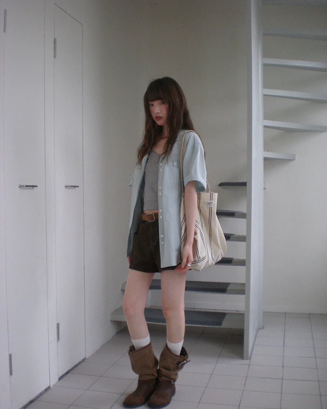 Accent Button Color Shirt BU0222