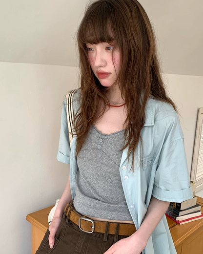 Accent Button Color Shirt BU0222