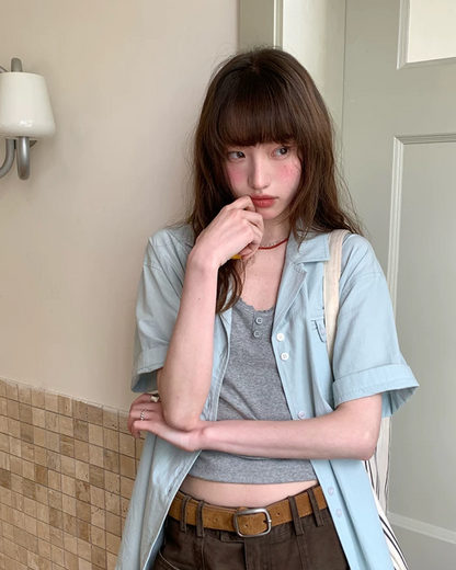 Accent Button Color Shirt BU0222