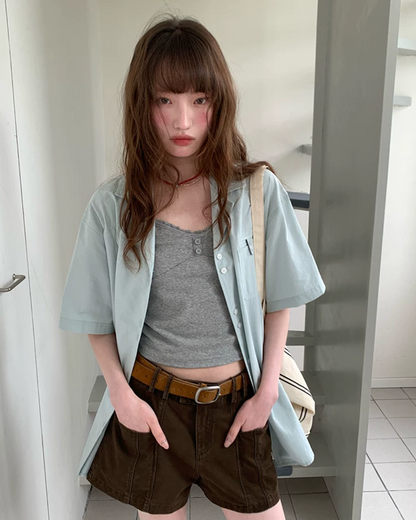 Accent Button Color Shirt BU0222