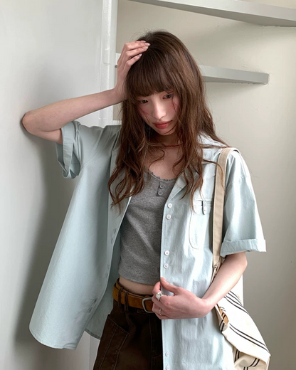 Accent Button Color Shirt BU0222