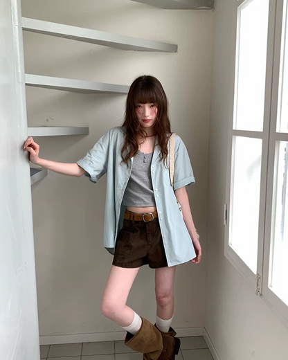 Accent Button Color Shirt BU0222