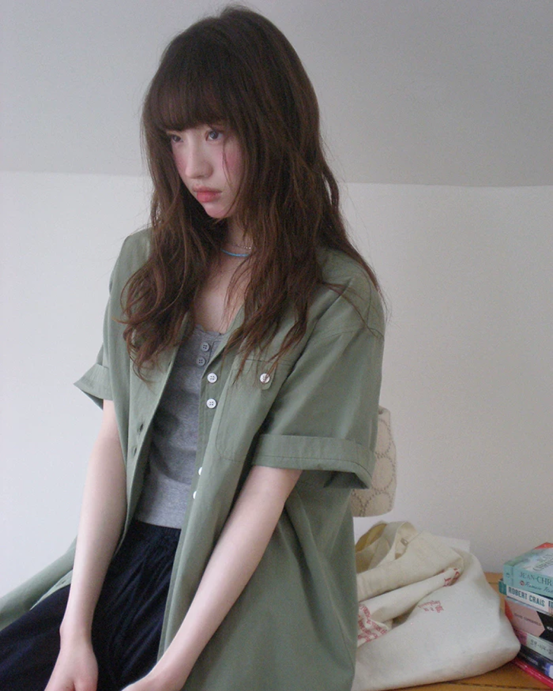 Accent Button Color Shirt BU0222