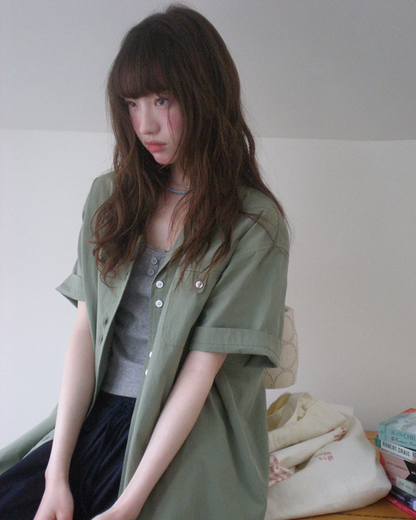 Accent Button Color Shirt BU0222