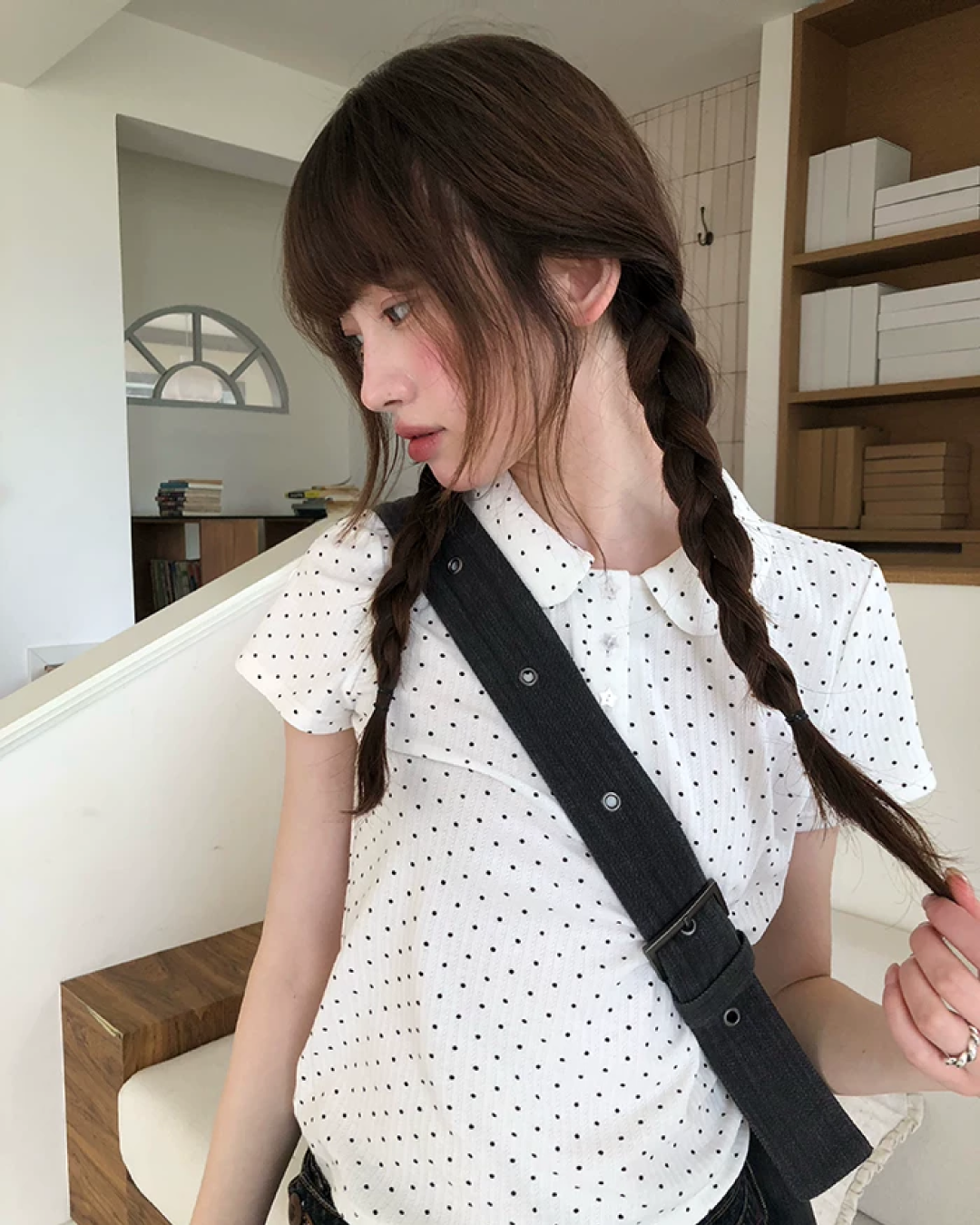 Small Polka Dot Star Button Polo Shirt BU0226
