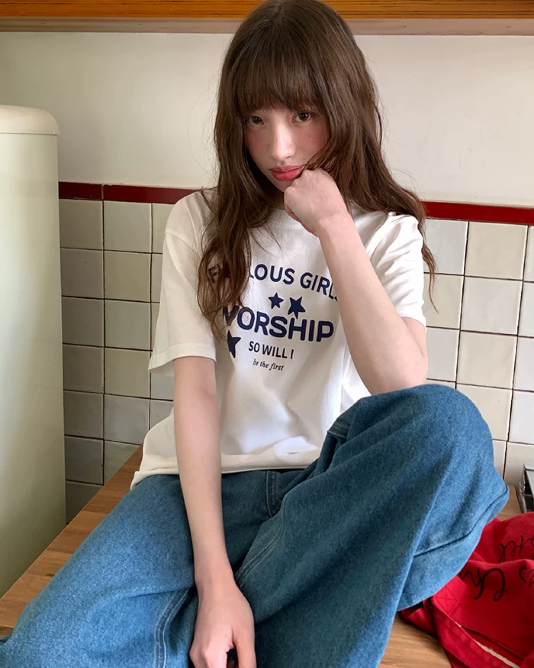 Wide Straight Denim Pants BU0232