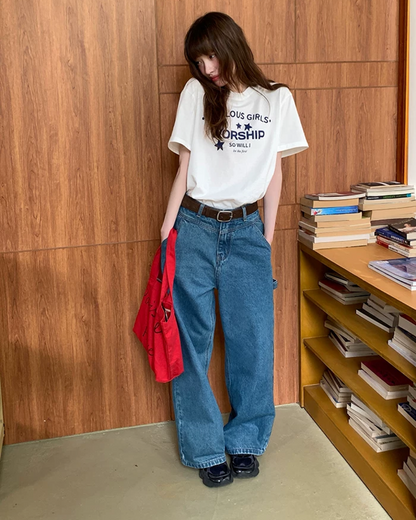 Wide Straight Denim Pants BU0232