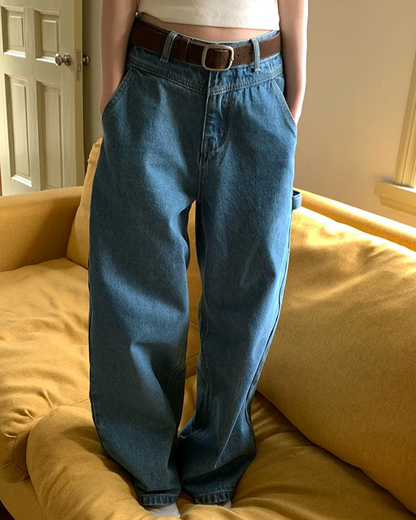 Wide Straight Denim Pants BU0232