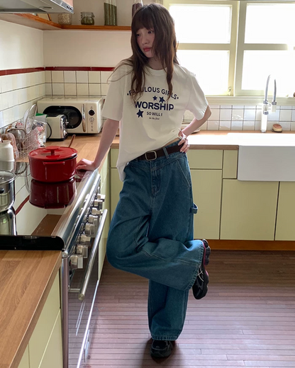 Wide Straight Denim Pants BU0232