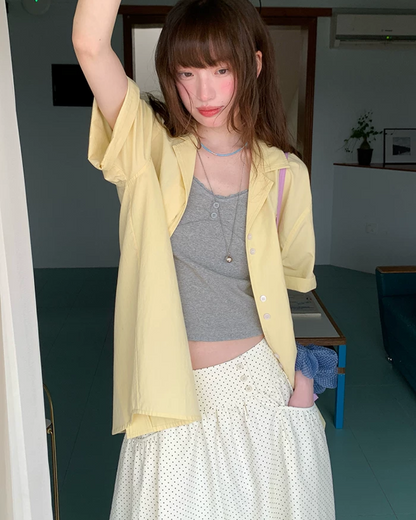 Polka Dot Button Long Skirt BU0235