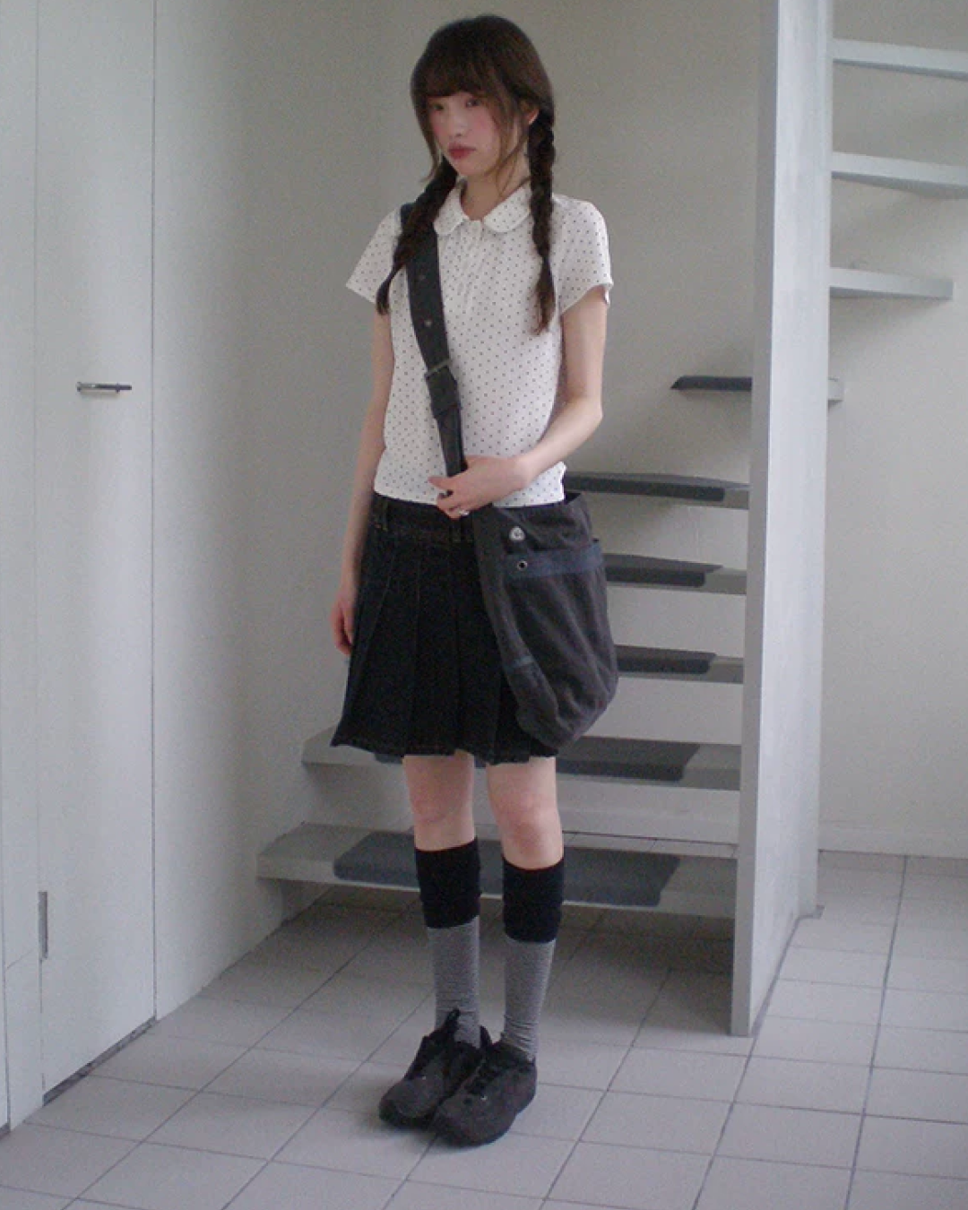 Short Pleats Denim Skirt BU0236