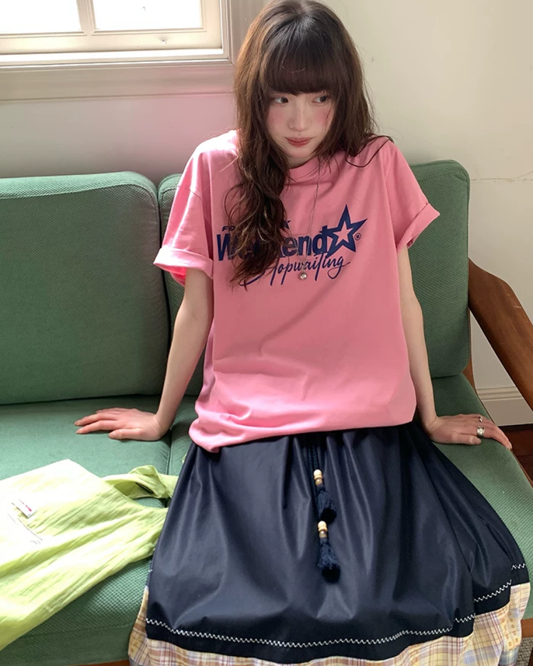 Switching Pattern Long Skirt BU0237