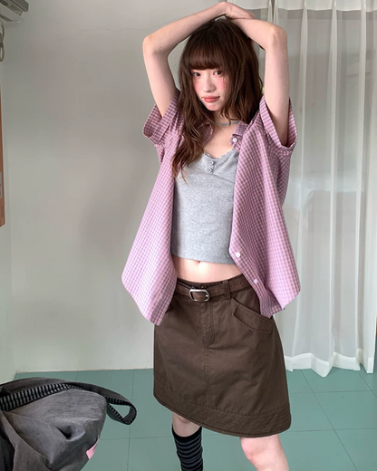 Diagonal Pocket Short Skirt BU0238