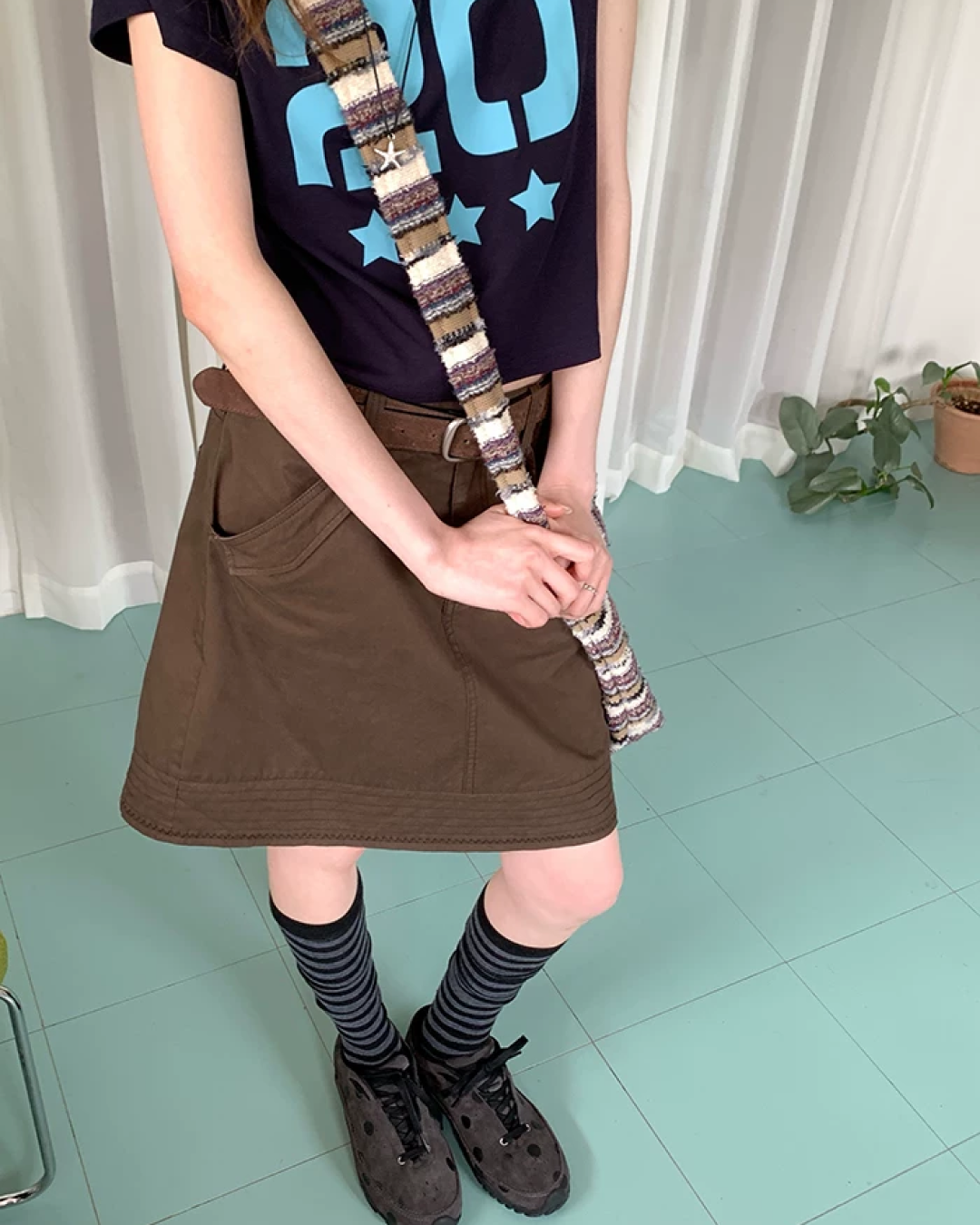 Diagonal Pocket Short Skirt BU0238