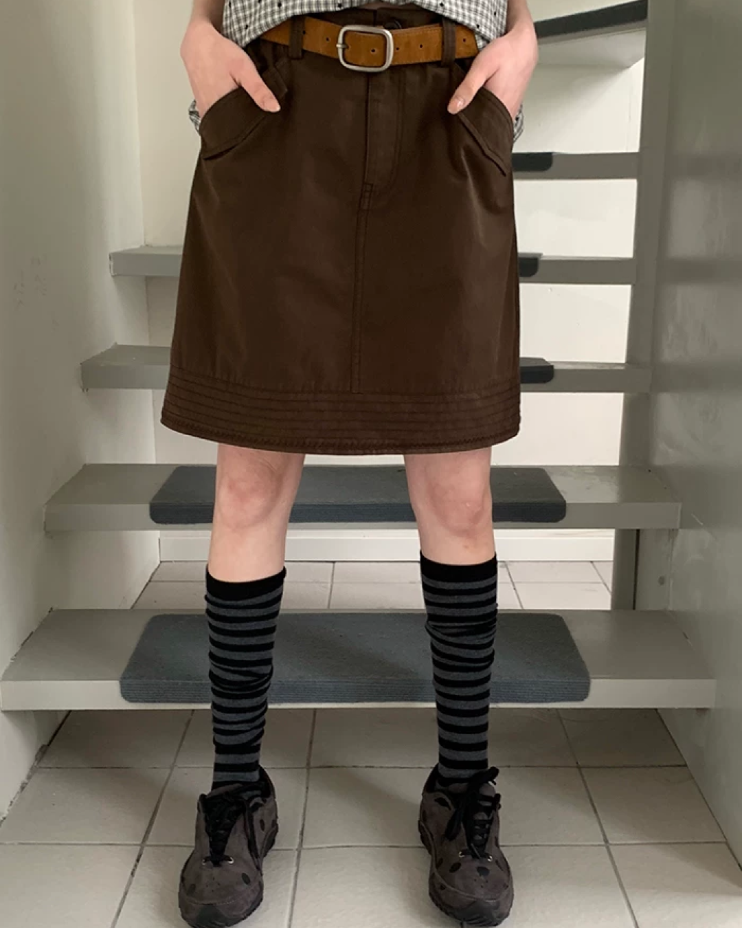 Diagonal Pocket Short Skirt BU0238