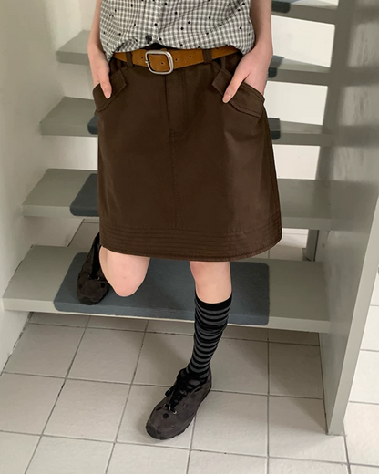 Diagonal Pocket Short Skirt BU0238