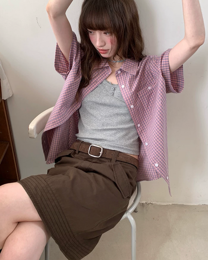 Diagonal Pocket Short Skirt BU0238