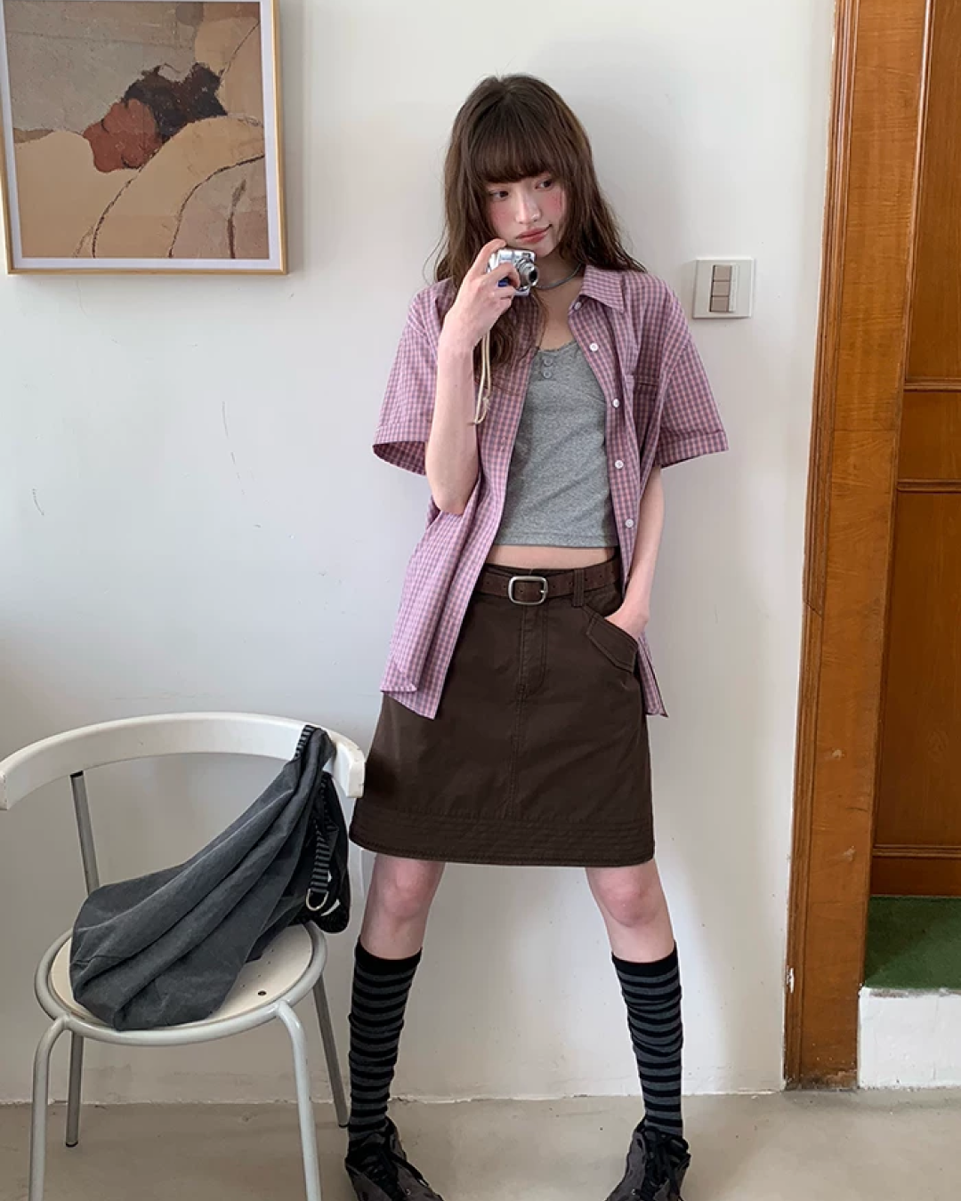 Diagonal Pocket Short Skirt BU0238
