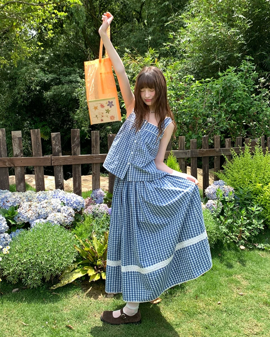 Pattern Button Top & Long Skirt BU0239