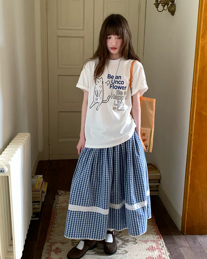 Pattern Button Top & Long Skirt BU0239