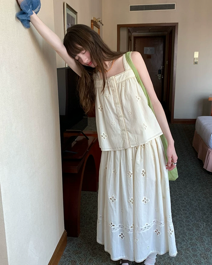 Pattern Button Top & Long Skirt BU0239