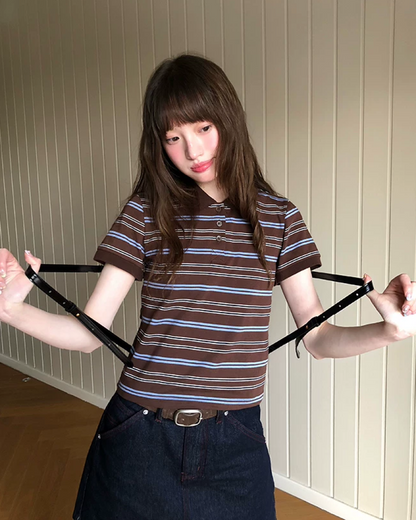 Horizontal Stripes Polo Shirt BU0241