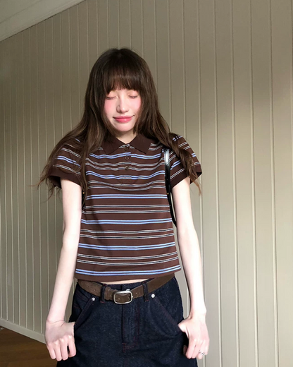 Horizontal Stripes Polo Shirt BU0241