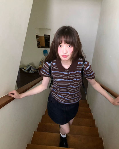 Horizontal Stripes Polo Shirt BU0241