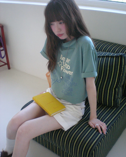 Cat Lettering T-shirt BU0242