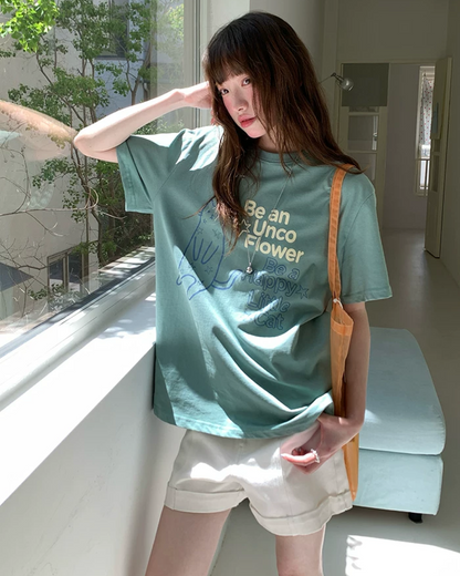 Cat Lettering T-shirt BU0242
