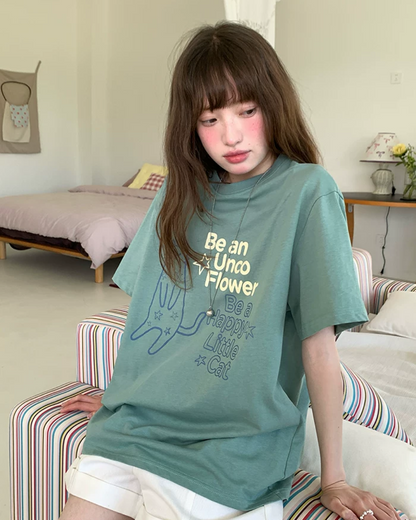 Cat Lettering T-shirt BU0242