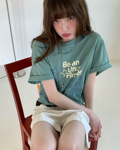 Cat Lettering T-shirt BU0242