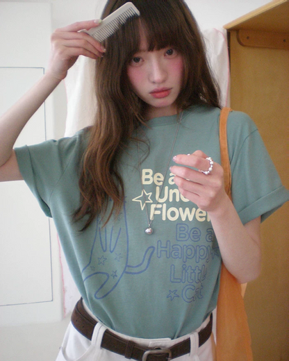 Cat Lettering T-shirt BU0242