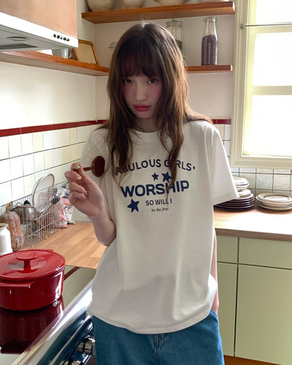 Star Lettering Color T-Shirt BU0245
