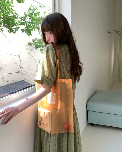 Green Pattern Half Sleeve Dress BU0247