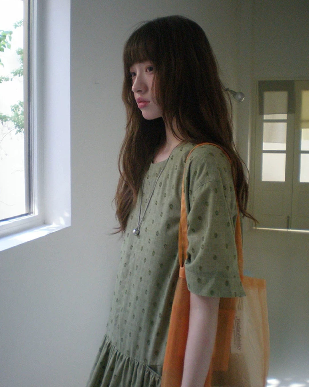 Green Pattern Half Sleeve Dress BU0247